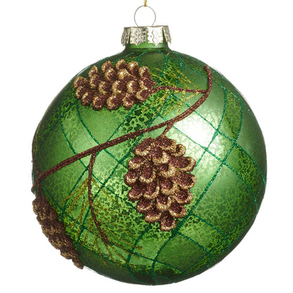 RAZ Imports 5" Mercury Glass Red and Green Pinecone Glass Ball Christmas Ornaments - Set of 2