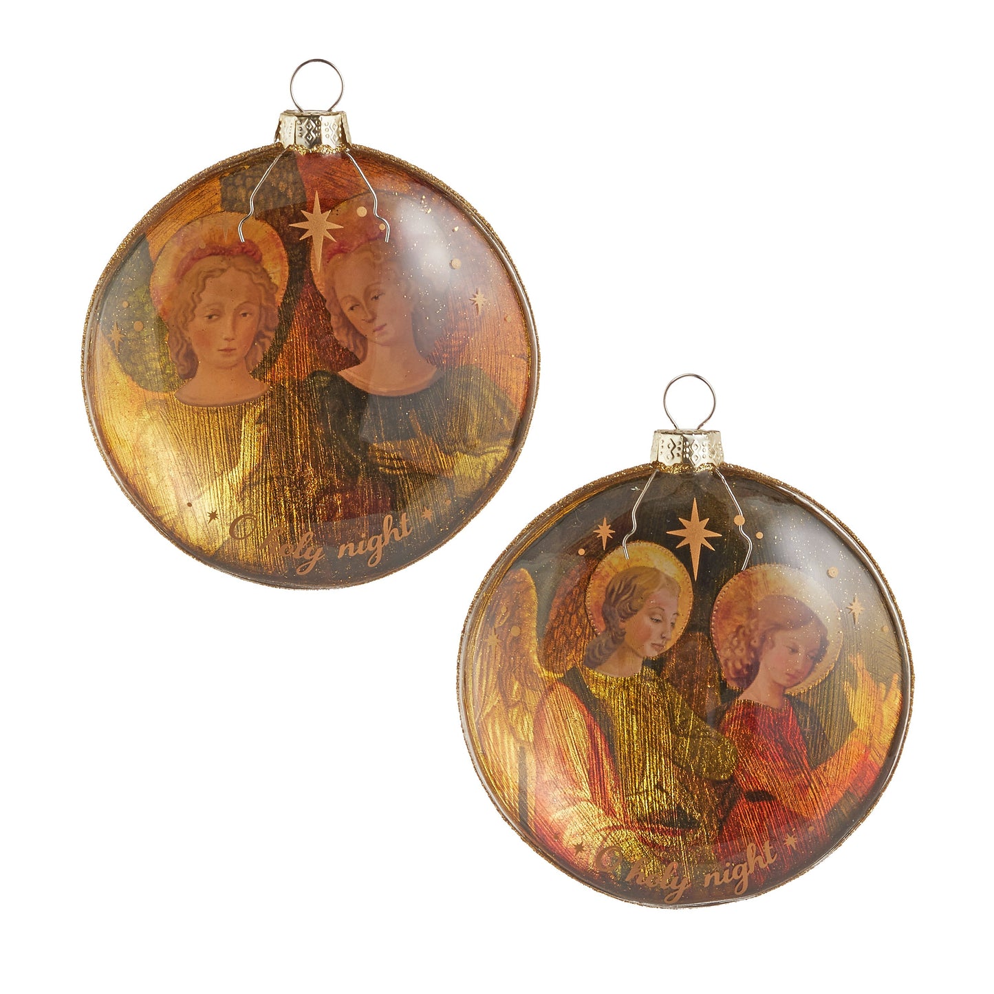 RAZ Imports 4" Angel O Holy Night Glass Christmas Ornaments - Set of 2