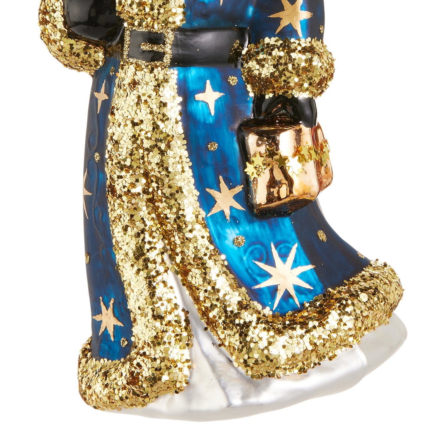 RAZ Imports 7.5" Celestial Blue Santa with Lantern Glass Christmas Ornament
