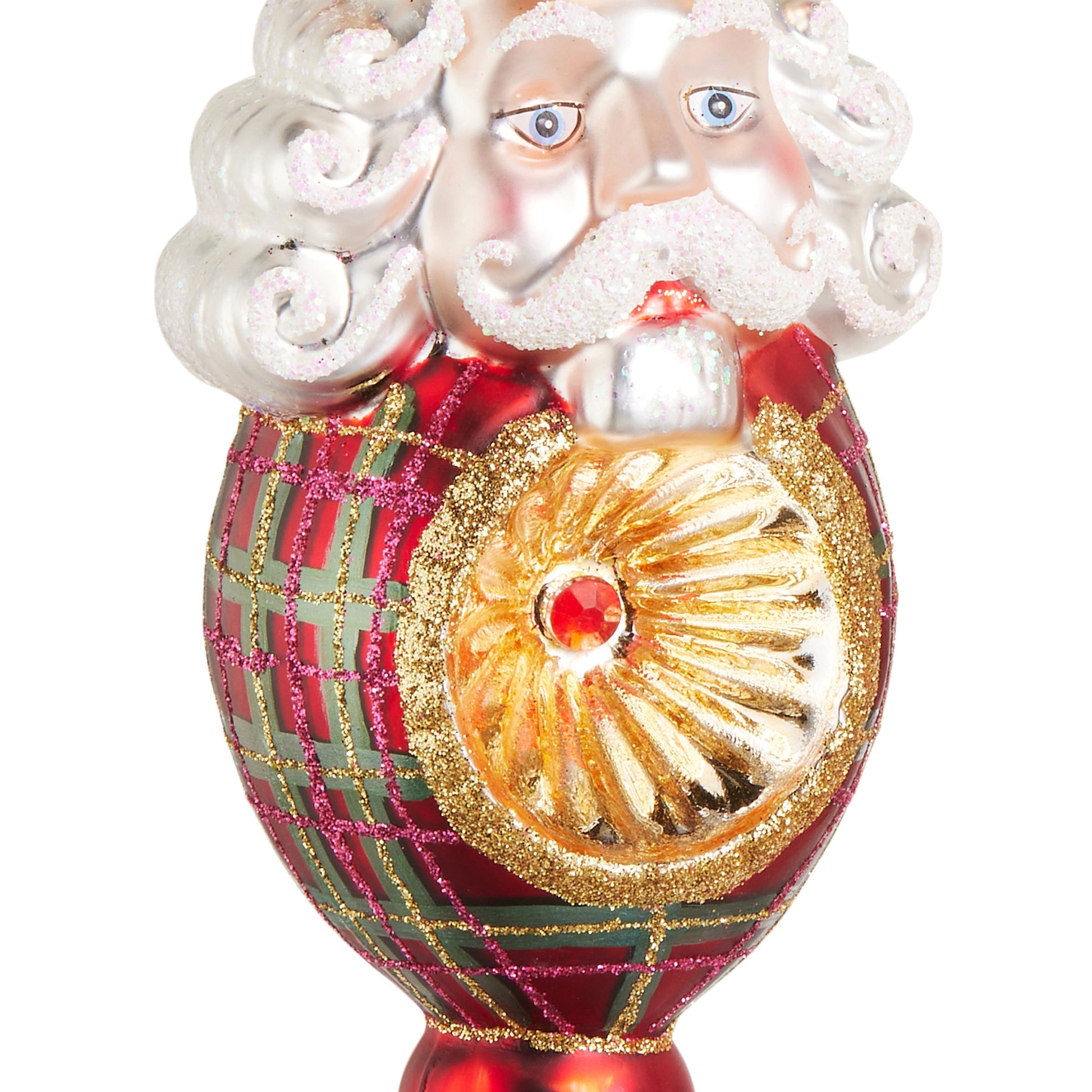 RAZ Imports 6.5" Plaid Nutcracker Reflector Red and Green Glass Christmas Ornaments - Set of 2
