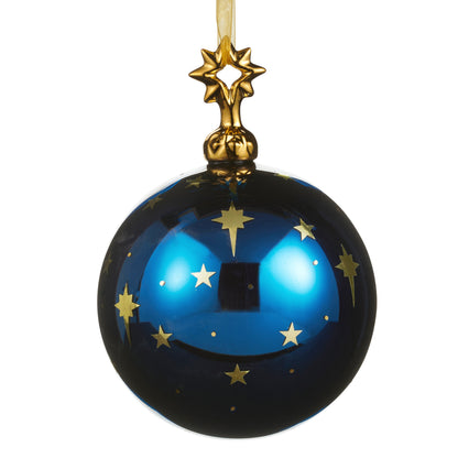 RAZ Imports 5.5" Blue North Star Glass Ball Christmas Ornament