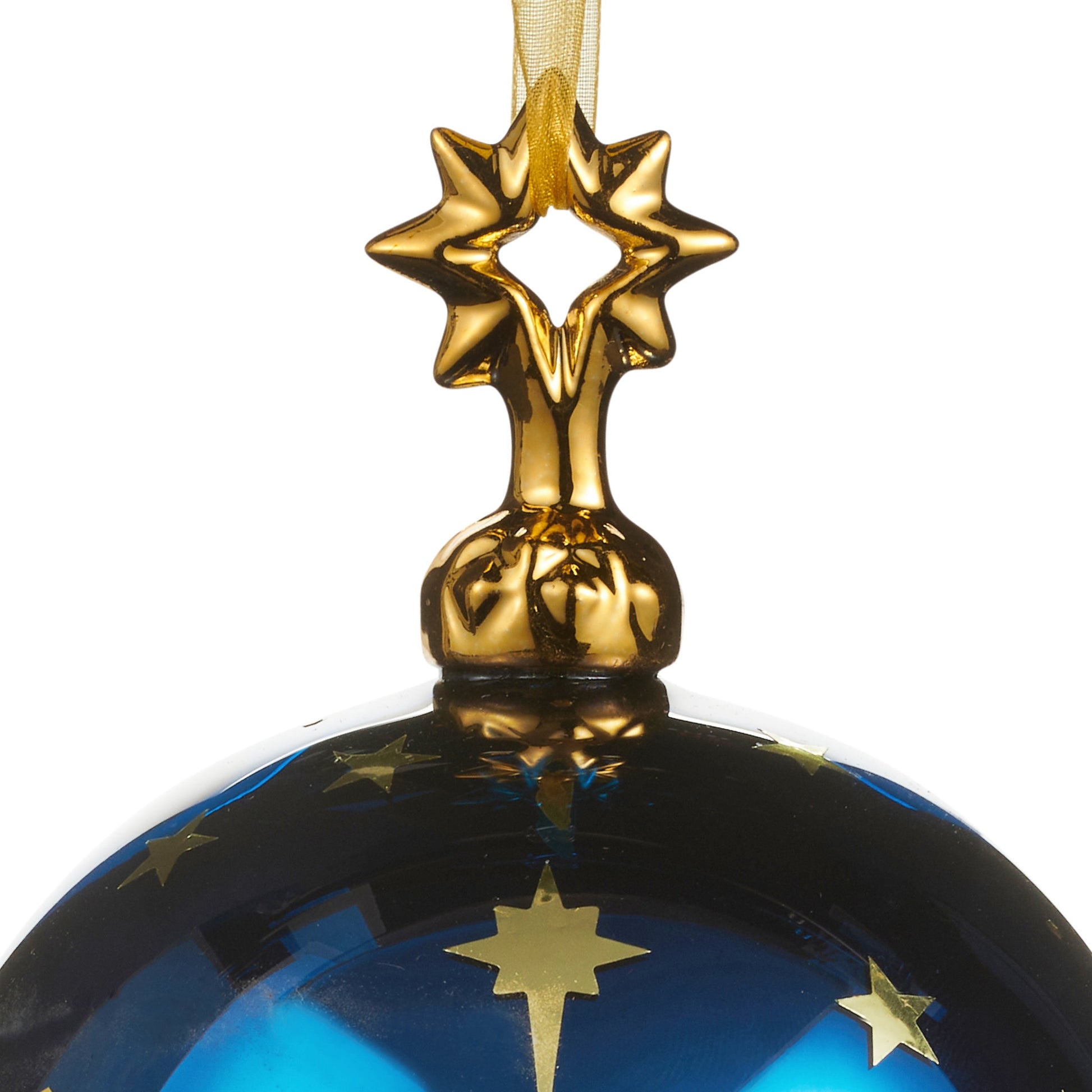 RAZ Imports 5.5" Blue North Star Glass Ball Christmas Ornament