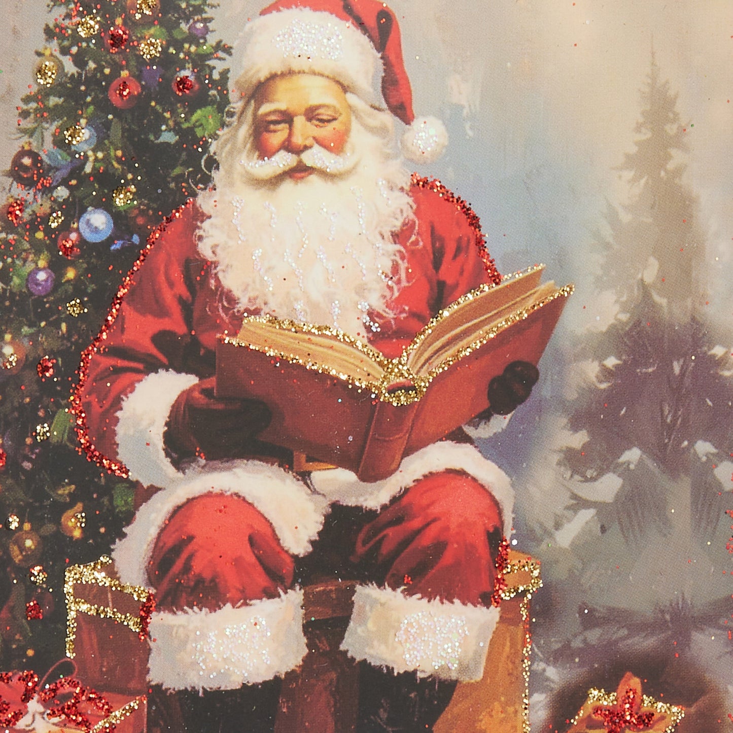 RAZ Imports 4" Kris Kringle's Nice List Santa Portrait Glass Christmas Ornament