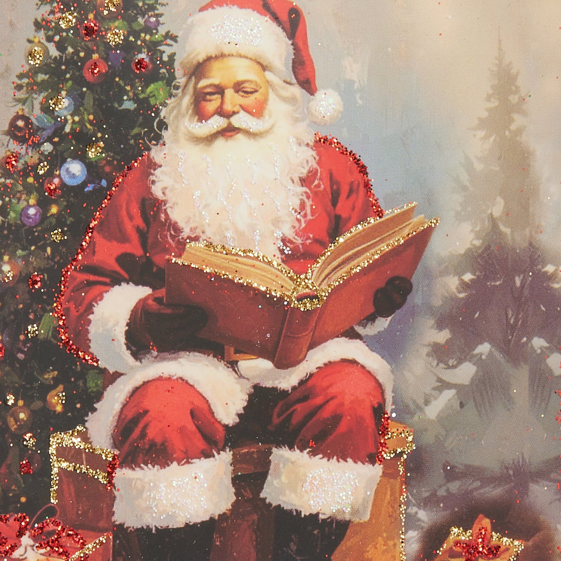 RAZ Imports 4" Kris Kringle's Nice List Santa Portrait Glass Christmas Ornament