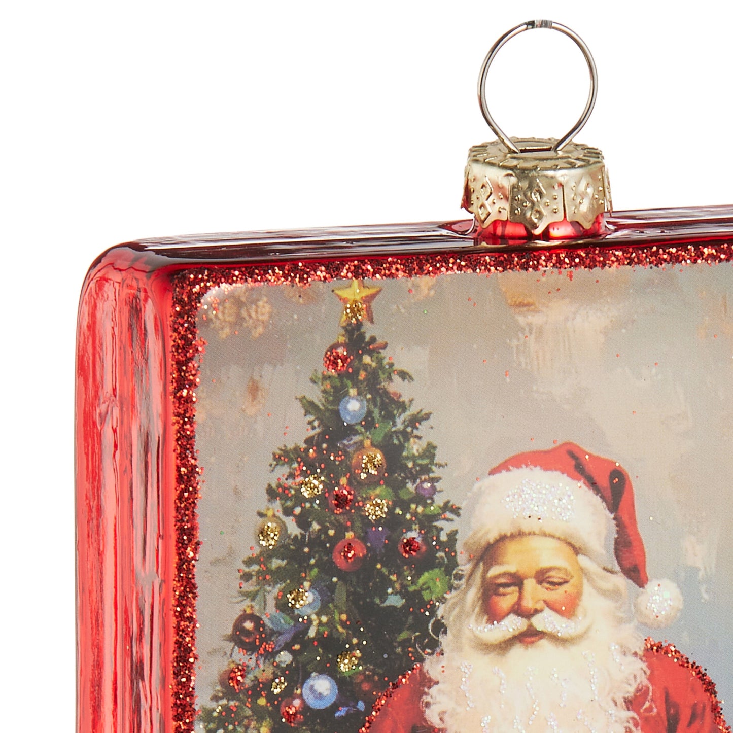 RAZ Imports 4" Kris Kringle's Nice List Santa Portrait Glass Christmas Ornament