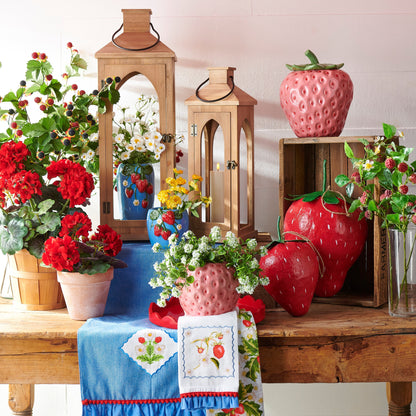RAZ Imports Red Geranium Potted Flowers