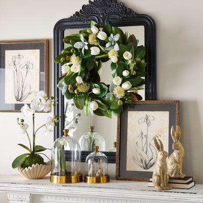 RAZ Imports 23.75" Real Touch White Orchid Flower with Moss Ball