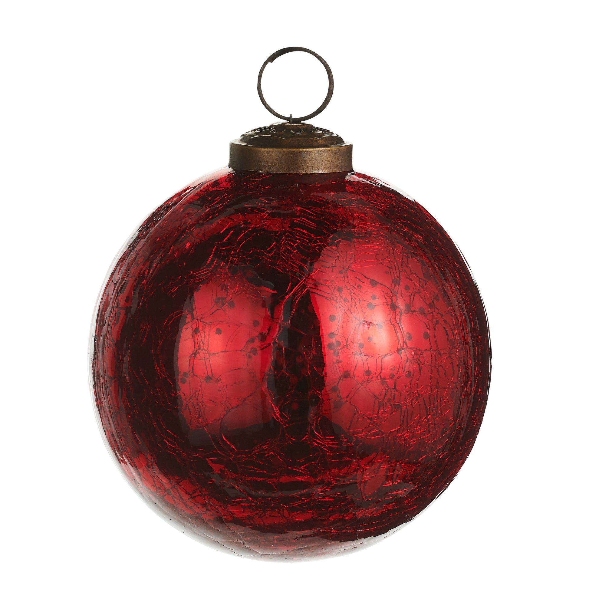 RAZ Imports 4" Marbled Shiny Red Glass Ball Christmas Ornament - Set of 8
