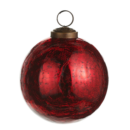 RAZ Imports 4" Marbled Shiny Red Glass Ball Christmas Ornament - Set of 8