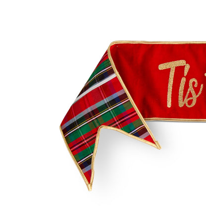 RAZ Imports 41.25" Tis The Season Red Plaid Christmas Wreath Banner Christmas Decoration