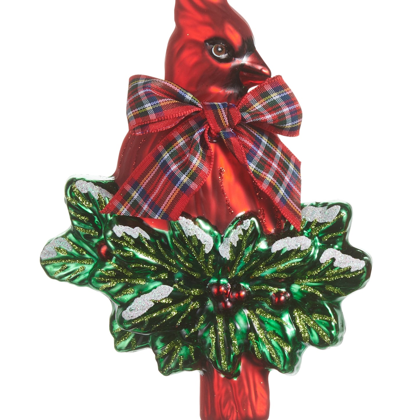 RAZ Imports 5.75" Cutesy Red Cardinals with Bow Glass Christmas Ornaments - Set of 2