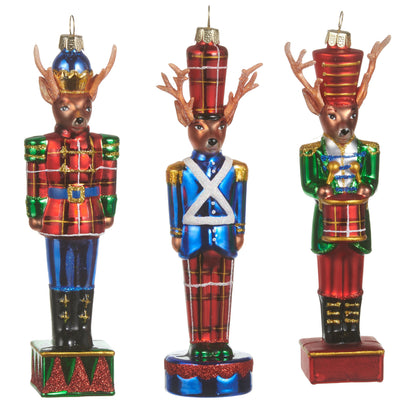 RAZ Imports 6.5" Deer Nutcracker Glass Christmas Ornaments - Set of 3
