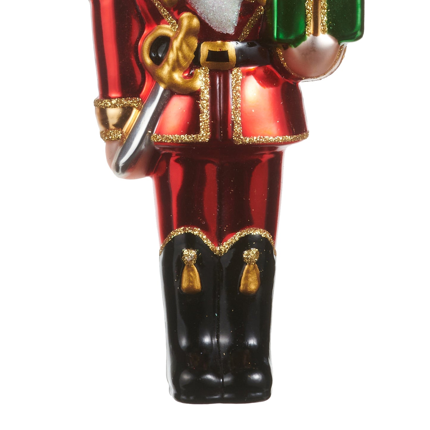 RAZ Imports 8.25" Classic Red Nutcracker with Gift Glass Christmas Ornament