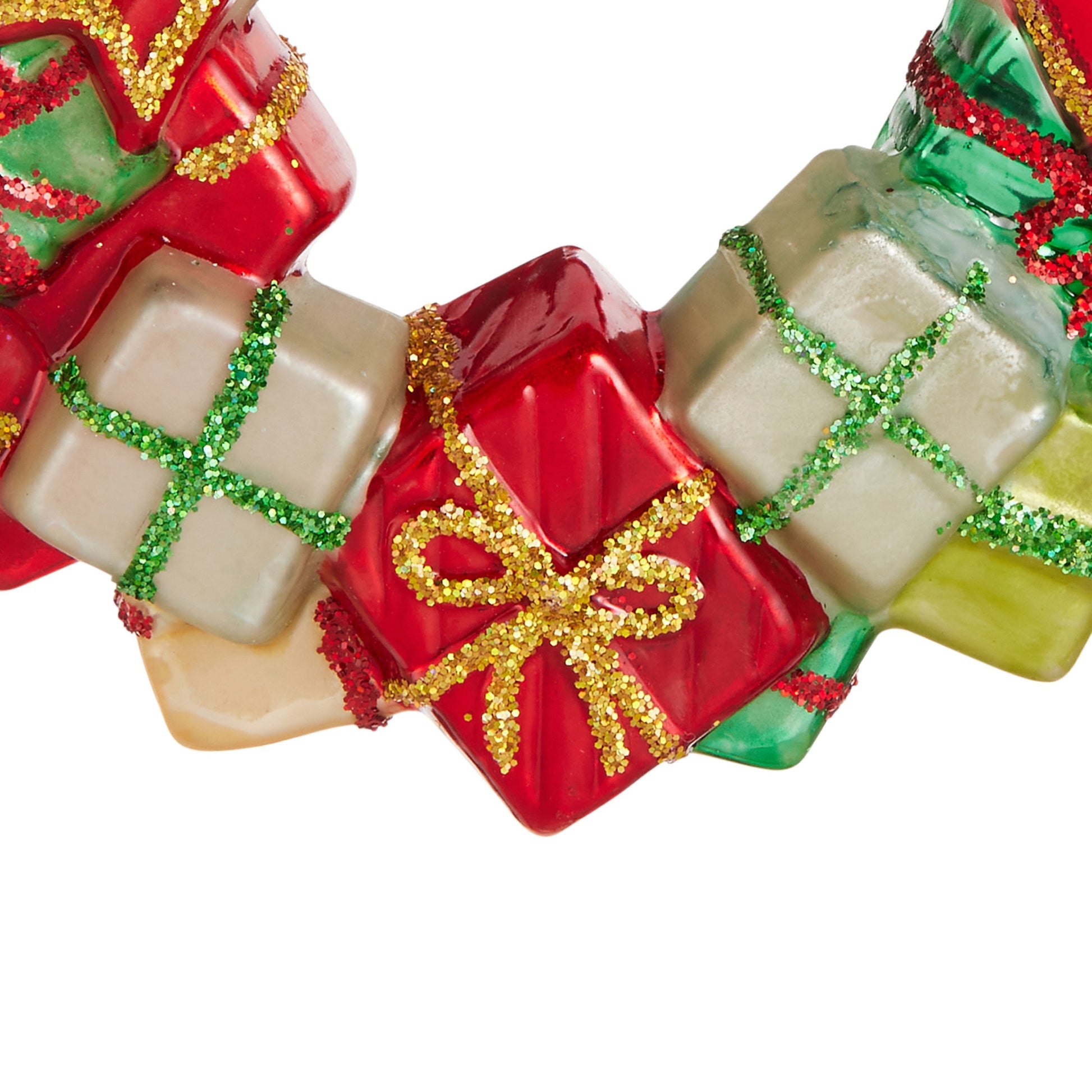 RAZ Imports 4.5" Gift Package Christmas Wreath Glass Christmas Ornament