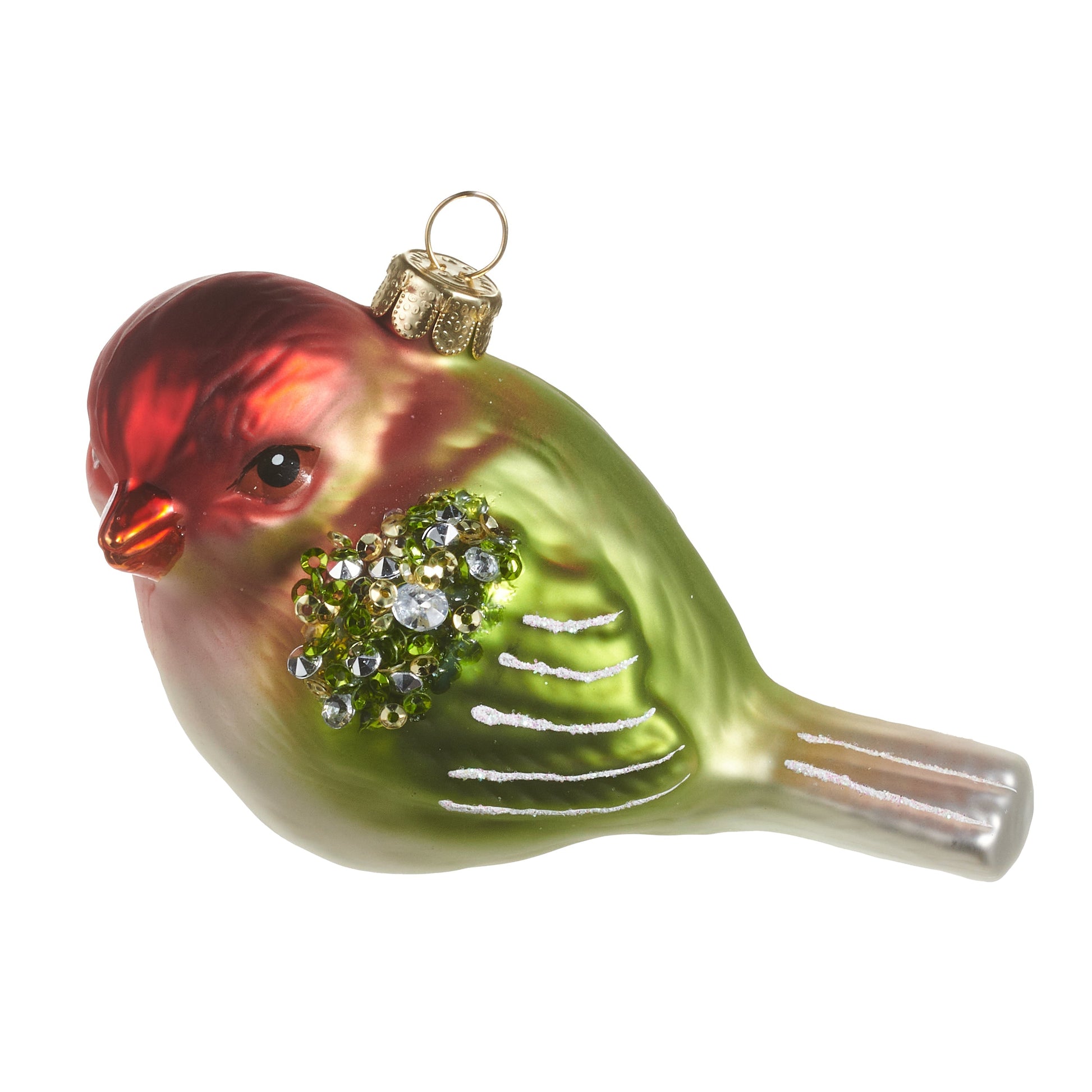 RAZ Imports 4" Red and Green Wren Bird Glass Christmas Ornament