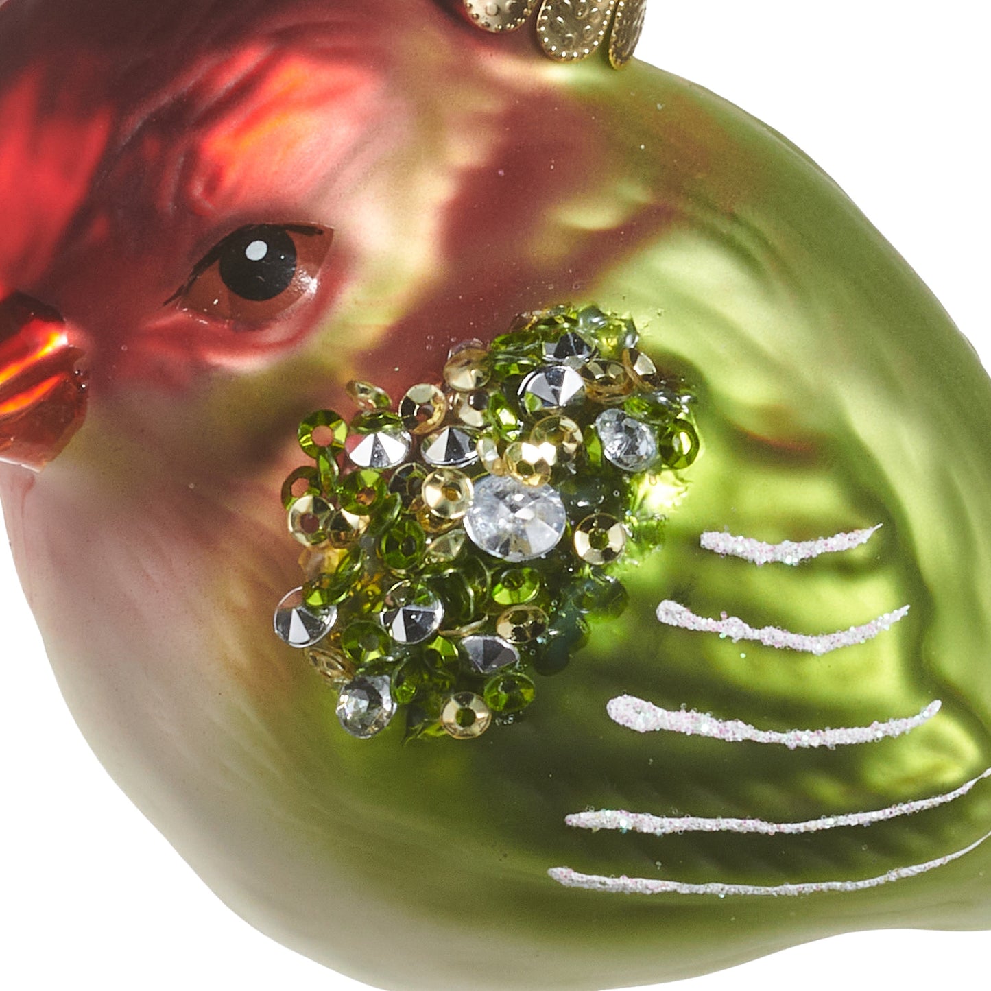 RAZ Imports 4" Red and Green Wren Bird Glass Christmas Ornament