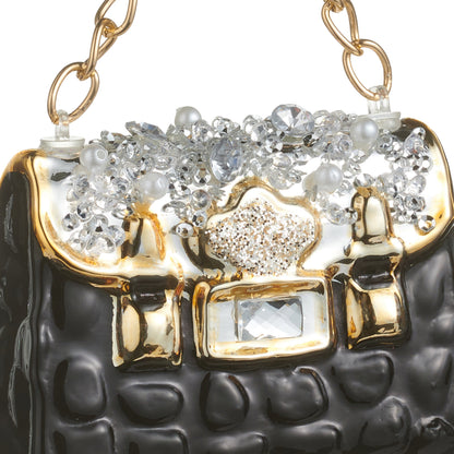 RAZ Imports 3.5" Jeweled Purse with Gold Hardware Glass Christmas Ornament