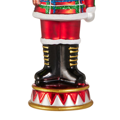 RAZ Imports by Eric Cortina 7.5" Red Plaid Nutcracker Glass Collectible Christmas Ornament