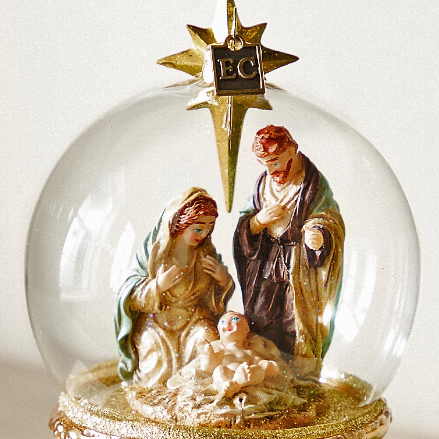 RAZ Imports by Eric Cortina 5.5" The Blessed Birth Nativity Globe Glass Collectible Christmas Ornament