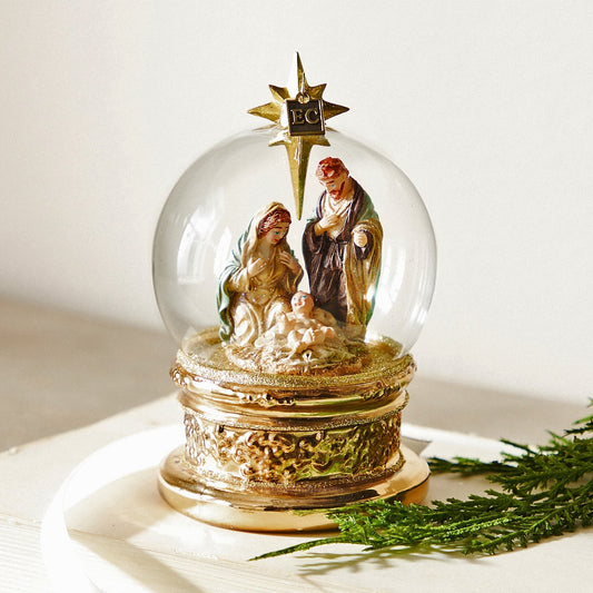 RAZ Imports by Eric Cortina 5.5" The Blessed Birth Nativity Globe Glass Collectible Christmas Ornament