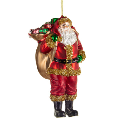 RAZ Imports 7" Santa's Delivery with Presents Glass Christmas Ornament
