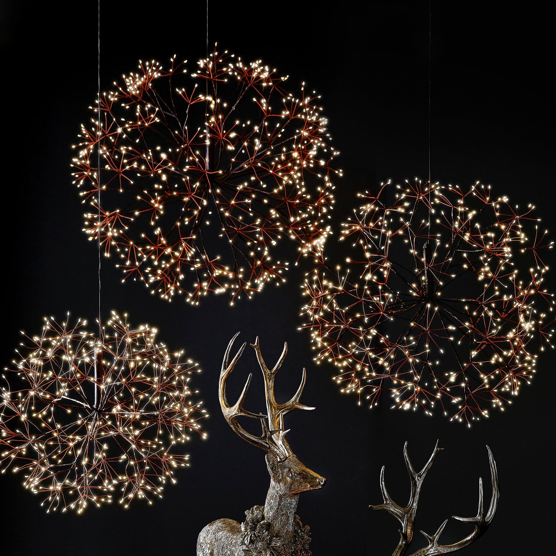 Starburst Pre-Lit Brown Christmas Orb with Warm White Twinkling LED Lights by RAZ Imports