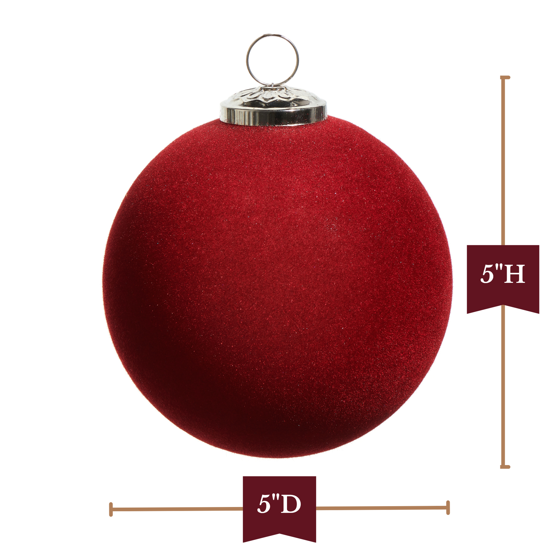 RAZ Imports 5" Red Velvet Berry Flocked Glass Ball Christmas Ornament - Set of 8