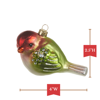 RAZ Imports 4" Red and Green Wren Bird Glass Christmas Ornament