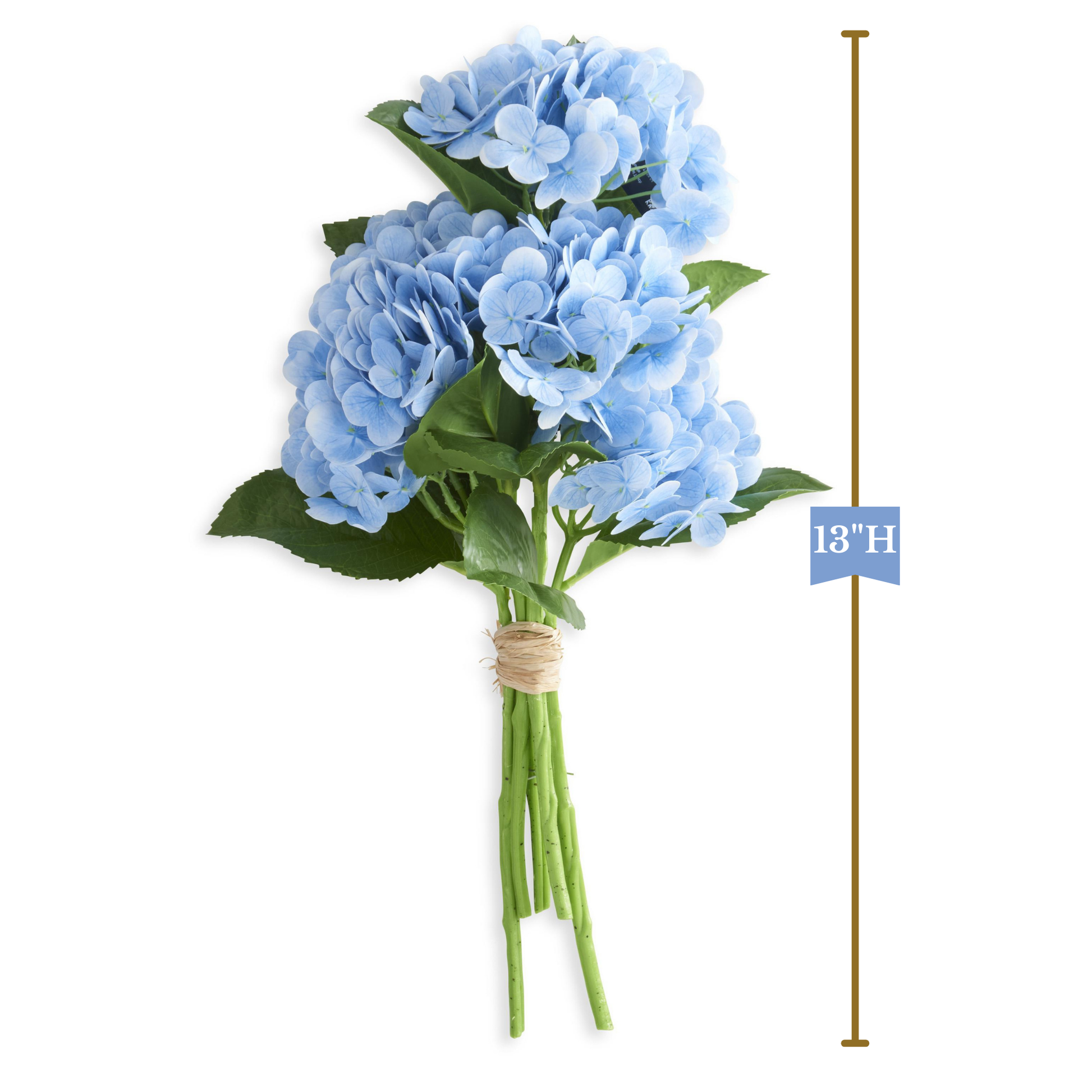 K&K Interiors 13" Real Touch Hydrangea Full Bloom Flowers - 6 Stem Bundles