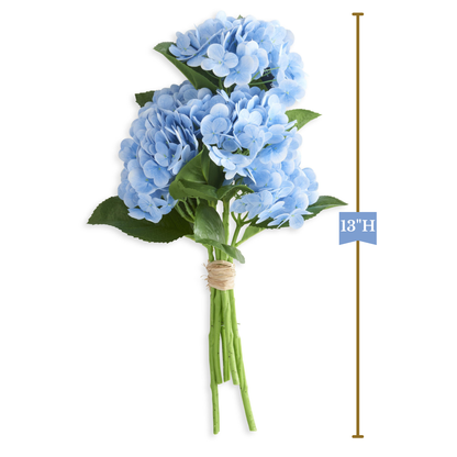 K&K Interiors 13" Real Touch Hydrangea Full Bloom Flowers - 6 Stem Bundles