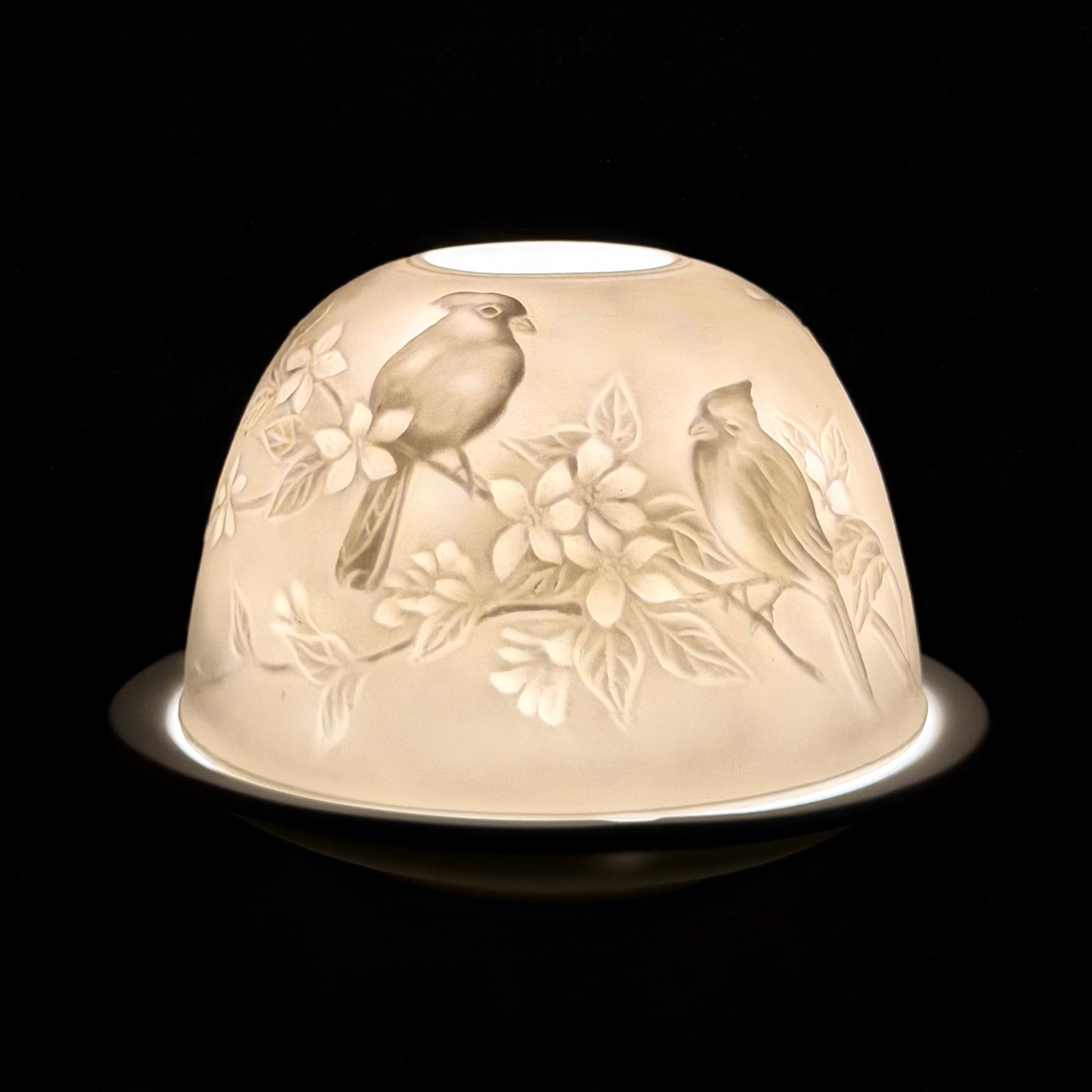 Starlight Porcelain Votive Light Cardinal Duo Glowing Candle Holder Spring Decoration for Mother's Day