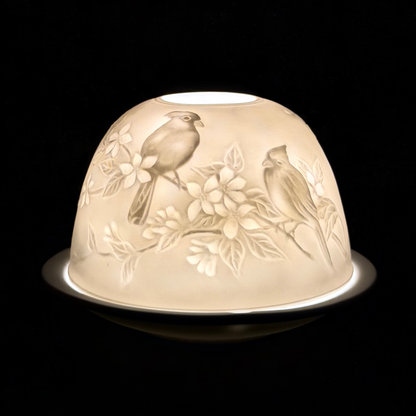 Starlight Porcelain Votive Light Cardinal Duo Glowing Candle Holder Spring Decoration for Mother's Day