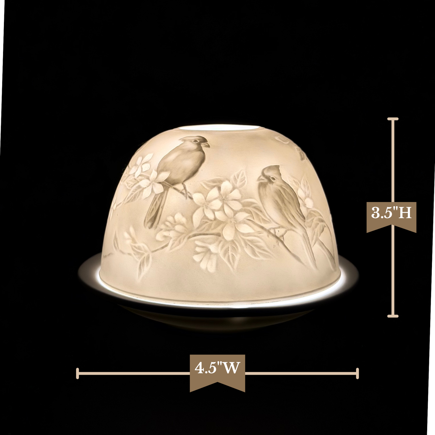 Starlight Porcelain Votive Light Cardinal Duo Glowing Candle Holder Spring Decoration for Mother's Day