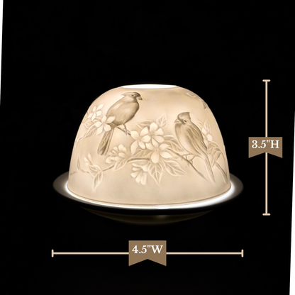 Starlight Porcelain Votive Light Cardinal Duo Glowing Candle Holder Spring Decoration for Mother's Day