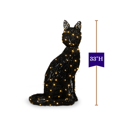 RAZ Imports 33" Rattan Light-Up Warm White LED Back Cat Halloween Decoration - Indoor or Outdoor Use