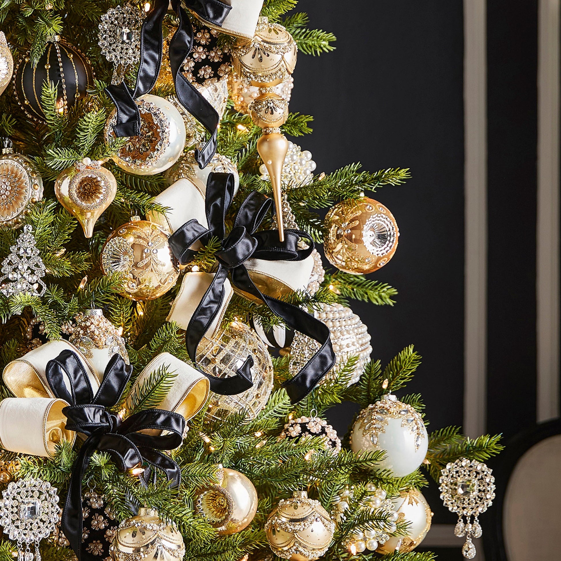 RAZ Imports 4" Black Pearl Jewel Clustered Ball Christmas Ornaments - Set of 8