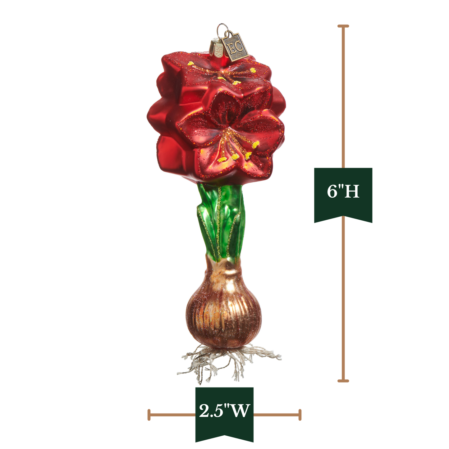 RAZ Imports by Eric Cortina 6" Red Amaryllis Christmas Flower Glass Collectible Christmas Ornament
