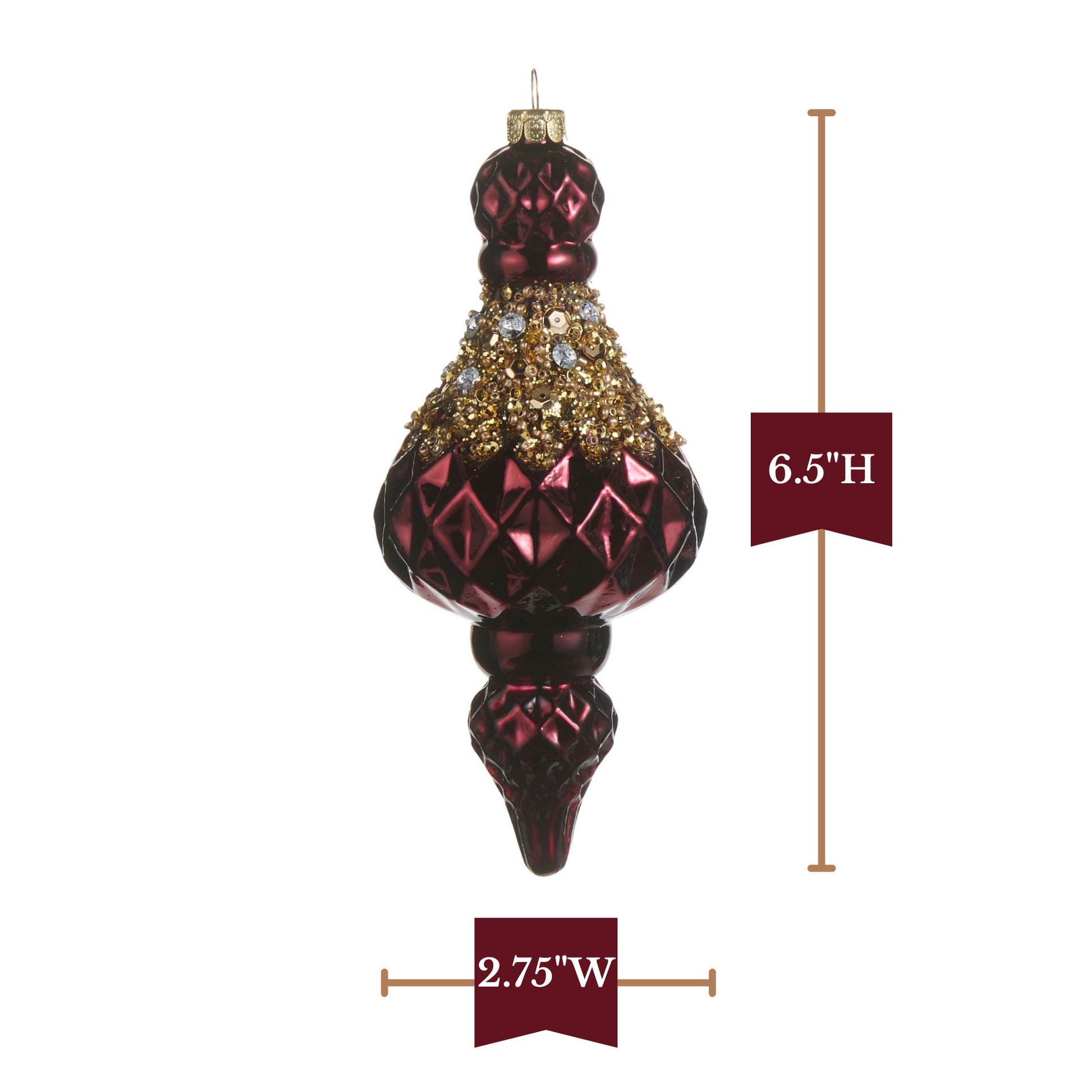 RAZ Imports 6.5" Jewel Tone Crusted Glass Finial Christmas Ornaments - Set of 3