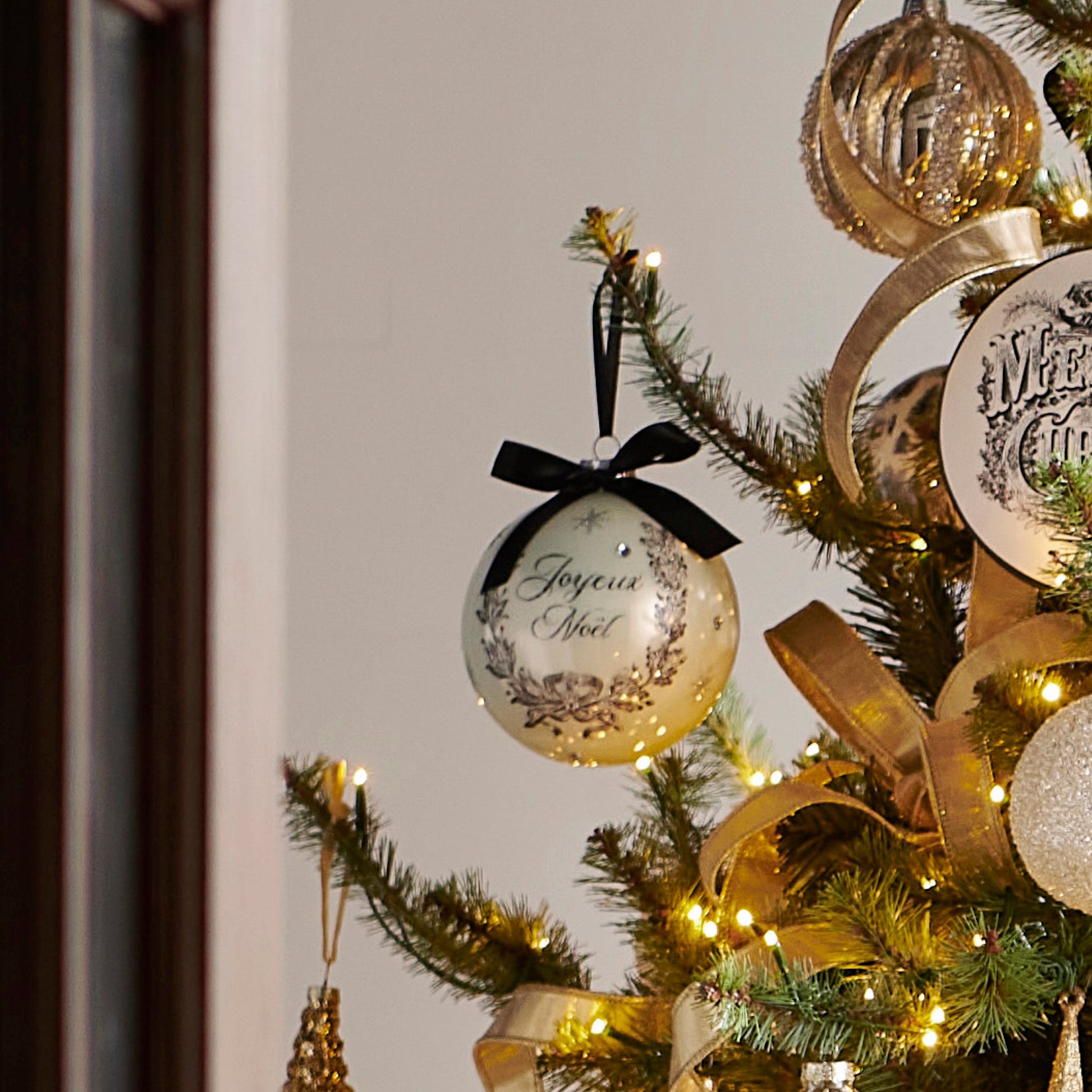 RAZ Imports 5" Deck the Halls with Bows Glass Ball Christmas Ornaments - Set of 2