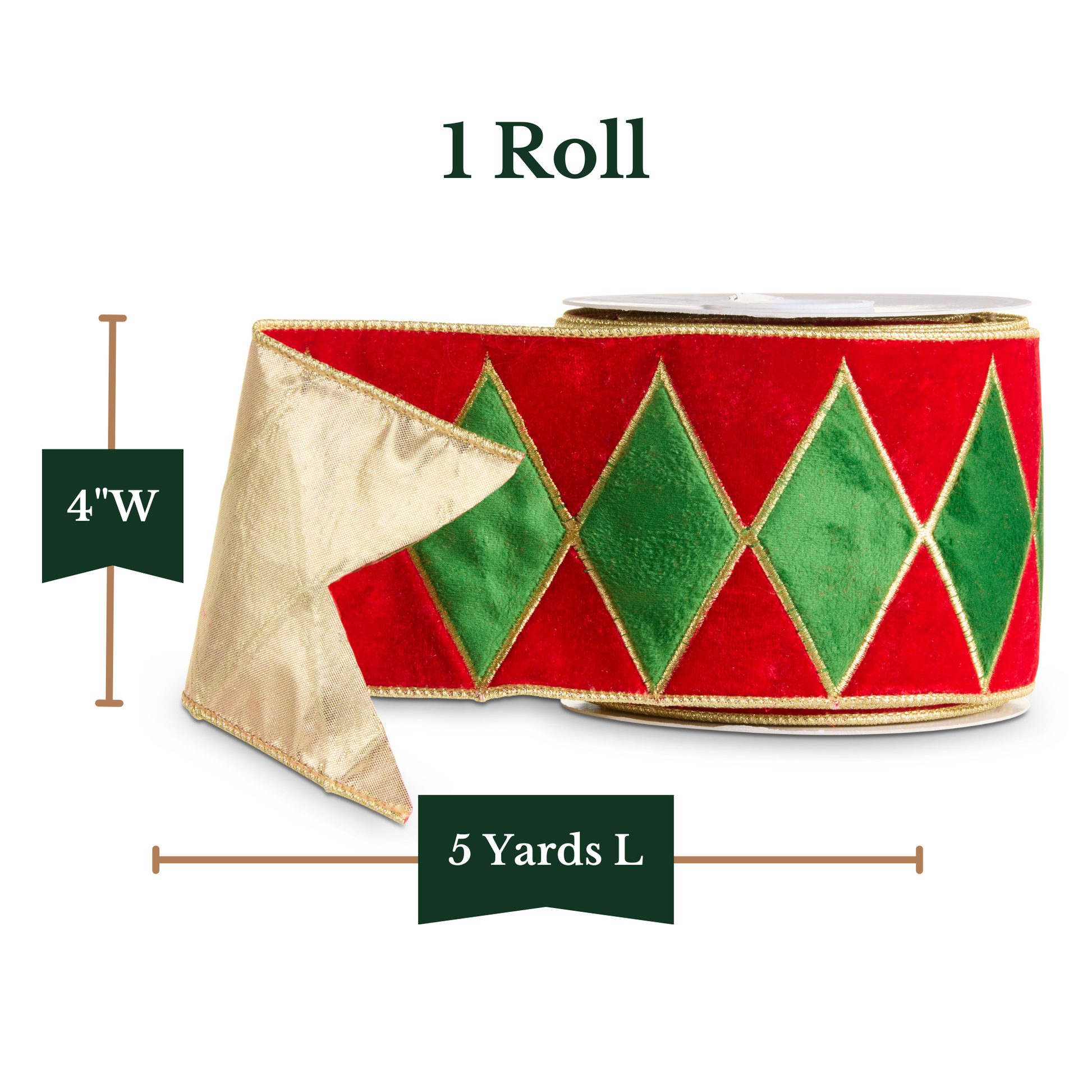 RAZ Imports Red Velvet Nutcracker Drum Wired Christmas Ribbon, 4" X 5 Yards - 1 Roll