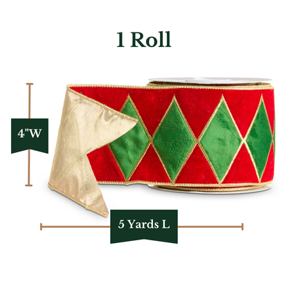 RAZ Imports Red Velvet Nutcracker Drum Wired Christmas Ribbon, 4" X 5 Yards - 1 Roll