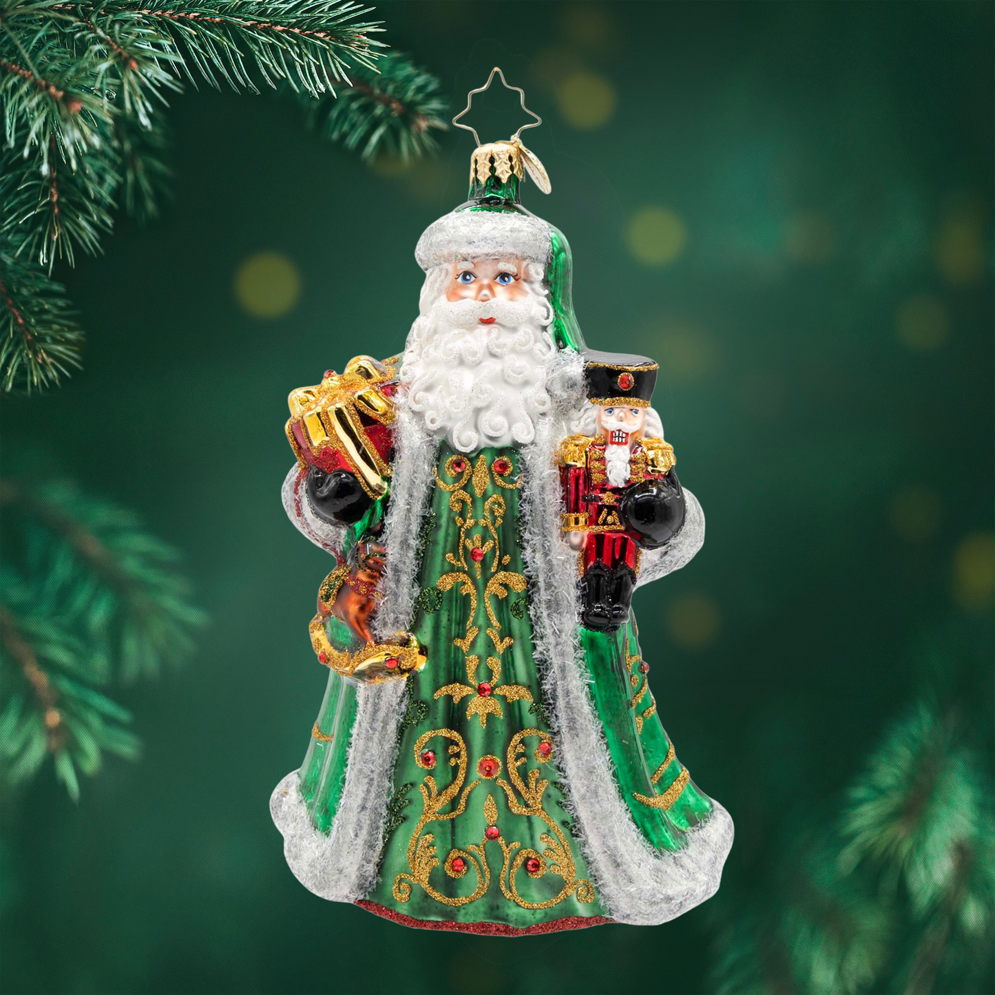 Christopher Radko The Emerald Giftbearer Santa Collectible Christmas Ornament