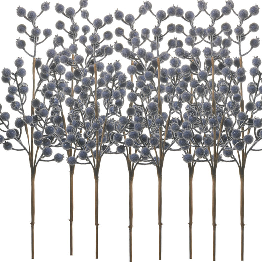 RAZ Imports 26" Iced Blue Berry Decorative Christmas Tree Spray - Set of 8