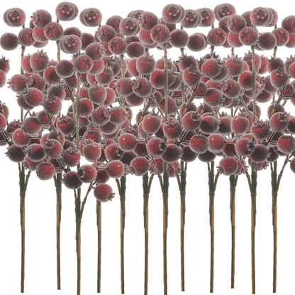 RAZ Imports 21" Iced Burgundy Red Berry Pod Decorative Christmas Tree Spray - Set of 12