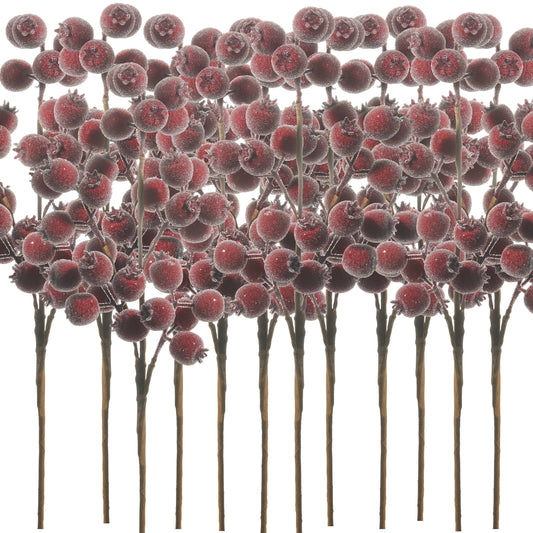 RAZ Imports 21" Iced Burgundy Red Berry Pod Decorative Christmas Tree Spray - Set of 12