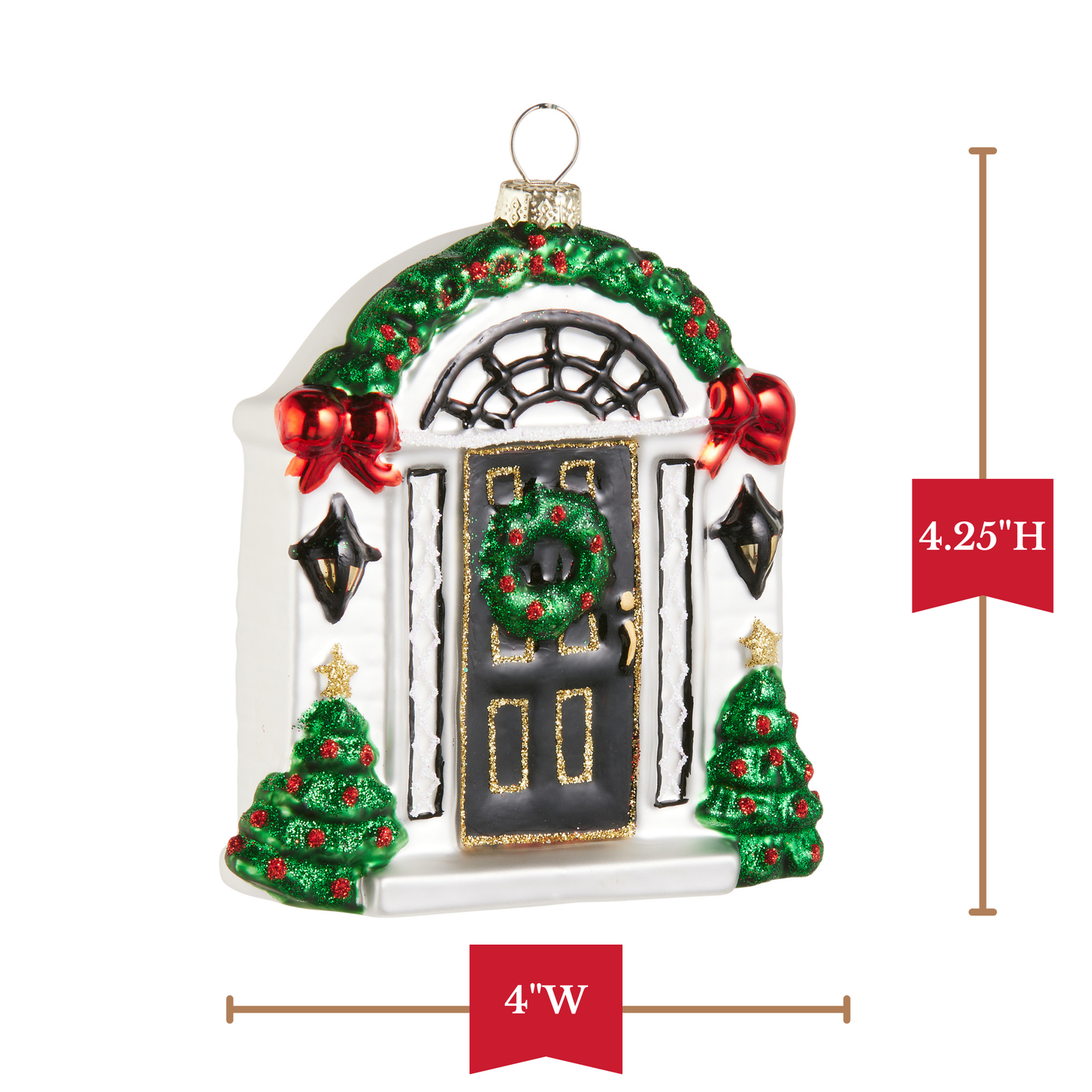 RAZ Imports 4.25" Home For The Holidays Front Door Glass Christmas Ornament