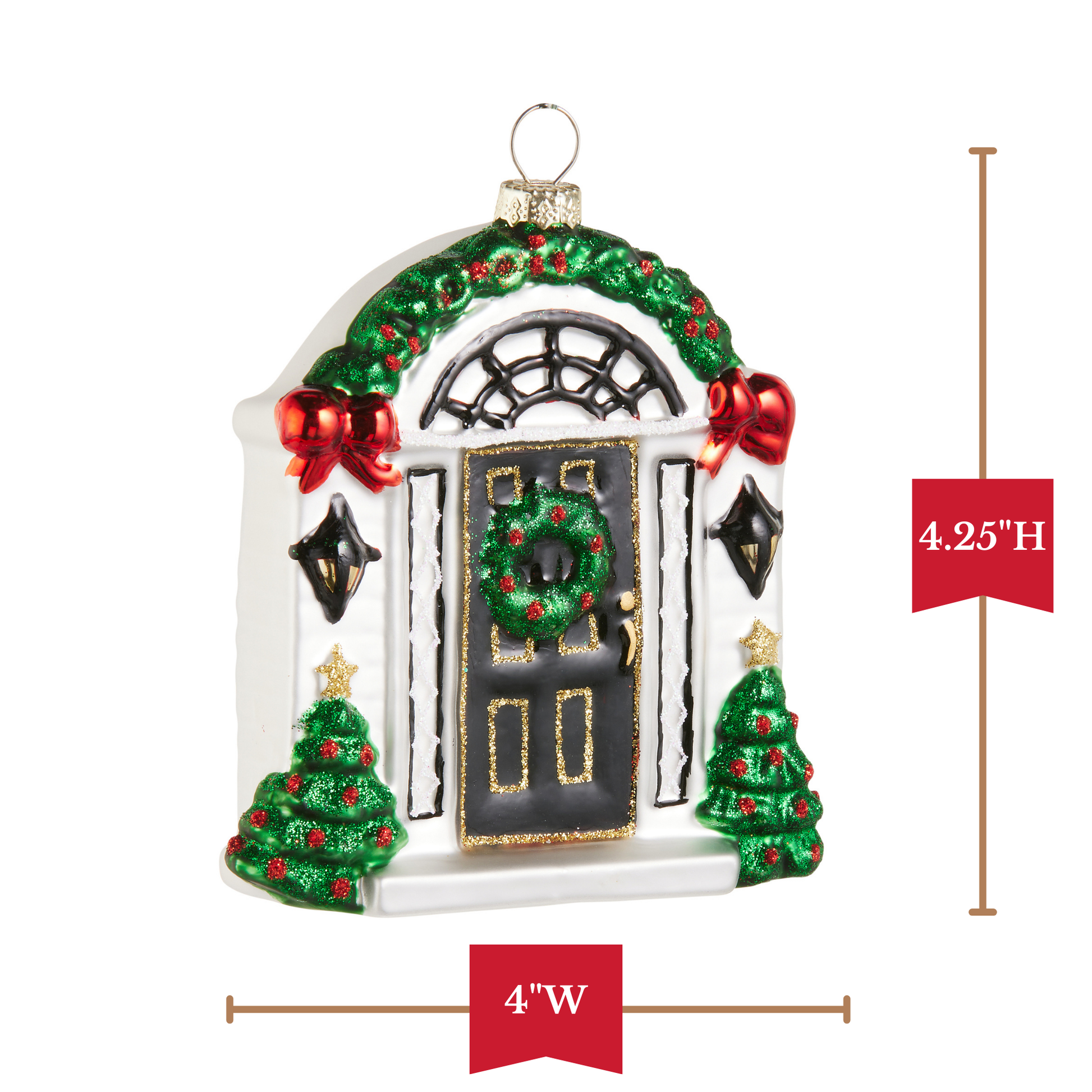 RAZ Imports 4.25" Home For The Holidays Front Door Glass Christmas Ornament