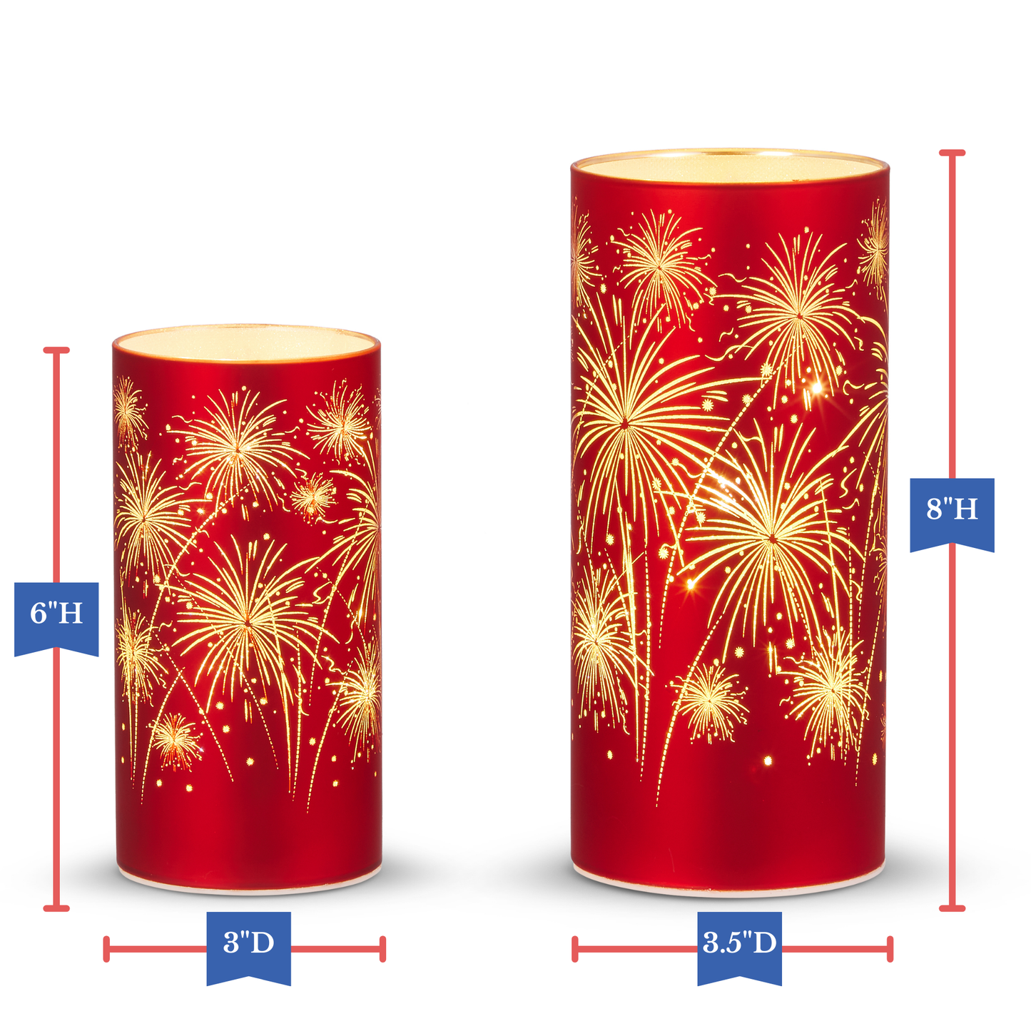 RAZ Imports 8" and 6" Illuminated Patriotic Celebration Firework Hurricanes for Fourth of July - Set of 2
