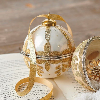 RAZ Imports 4" Beaded Sphere Jewelry Box Glass Christmas Ornaments