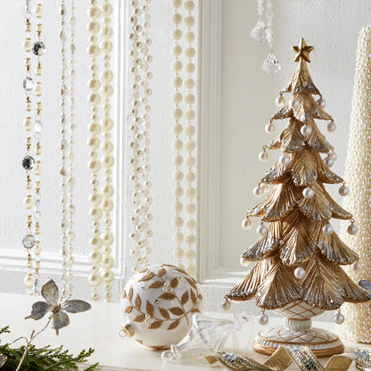 RAZ Imports 18" Glittered Gold Pearl Ornament Christmas Tree Christmas Decoration